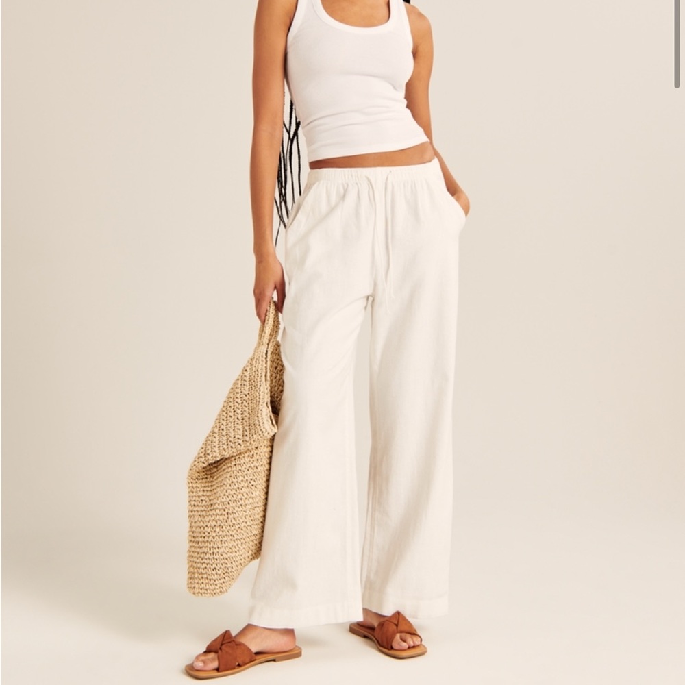 Abercrombie Linen Blend Pull-On Wide Leg Pant